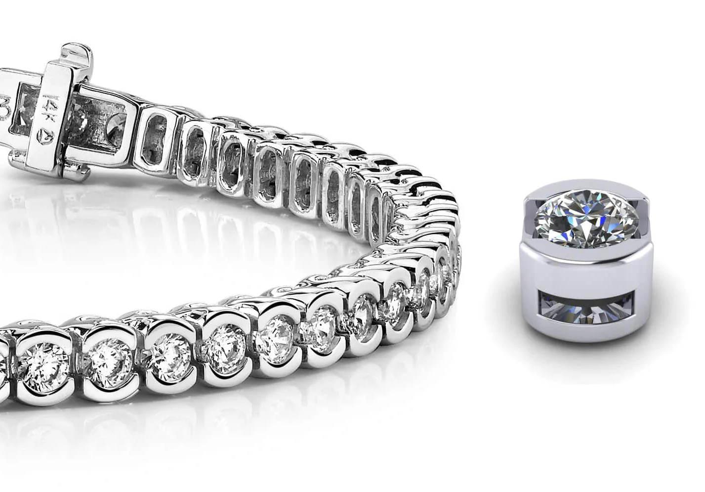 Pillow Bezel Set Diamond Tennis Bracelet with 10.50 ct.(finished) 4.0mm