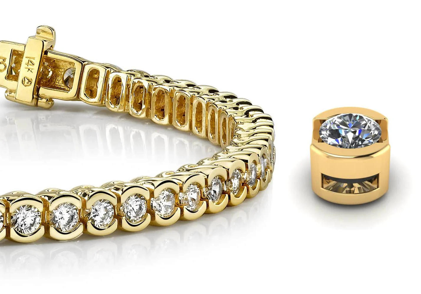 Pillow Bezel Set Diamond Tennis Bracelet with 11.70 ct.(finished) 4.25mm - Image 2