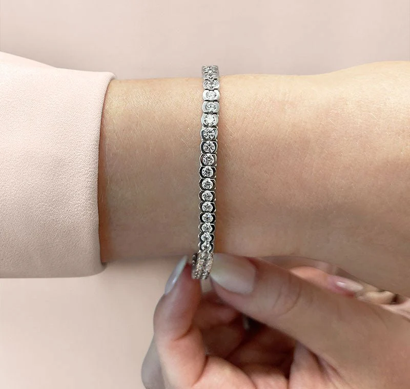 Pillow Bezel Set Lab-Grown Diamond Tennis Bracelet with 10.50 ct.(finished) 4.0mm - Image 3
