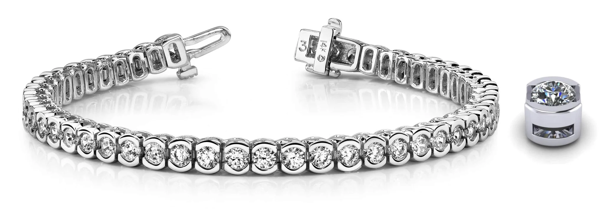 Pillow Bezel Set Lab-Grown Diamond Tennis Bracelet with 12.60 ct.(finished) 4.5mm - Image 5