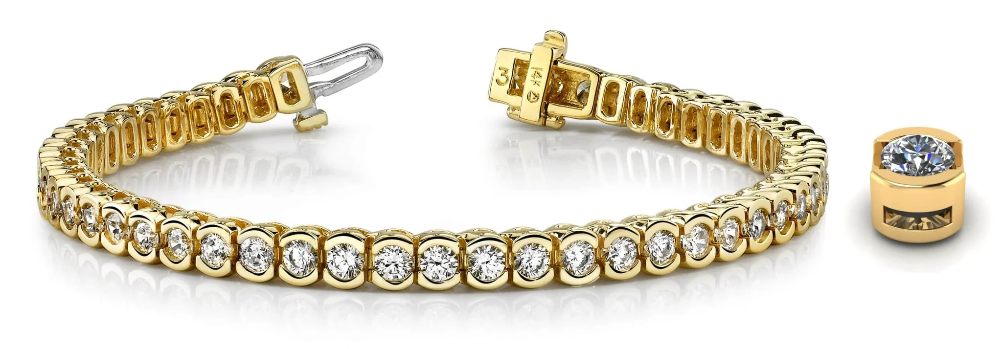 Pillow Bezel Set Lab-Grown Diamond Tennis Bracelet with 12.60 ct.(finished) 4.5mm - Image 6