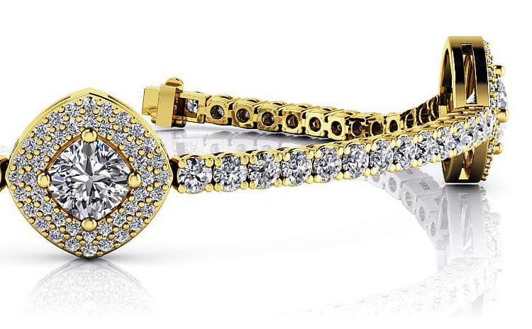 Posh Diamond Bracelet With Modern Accents Diamond with 5.65 ct.(finished) 1.1mm, 2.2mm, 5.5mm - Image 2