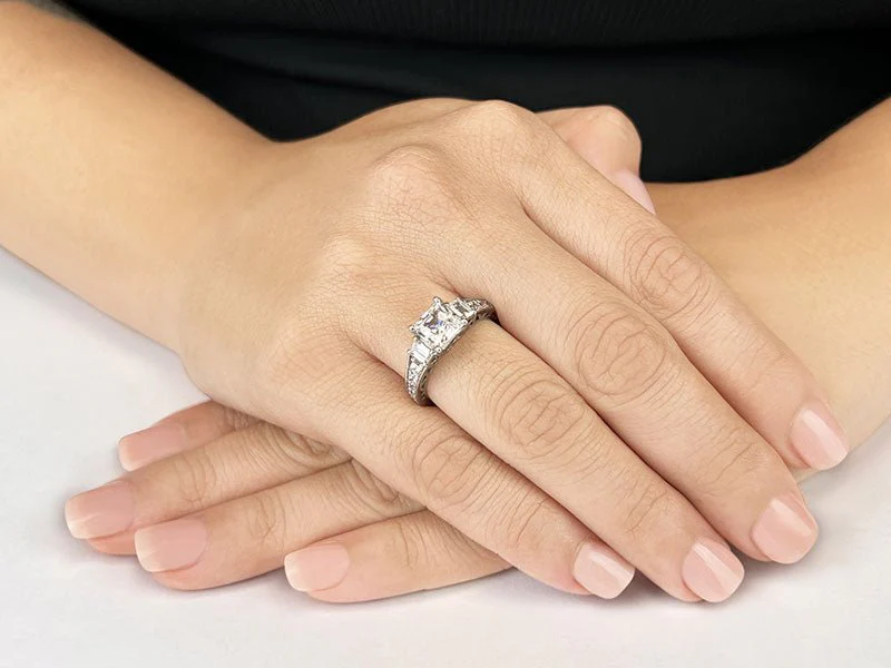 Princess And Baguette Diamond Engagement Ring with 2.25 ct. (1.50 ct. center diamond) - Image 3