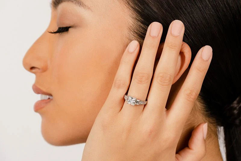 Princess And Baguette Diamond Engagement Ring with 3.01 ct. (2.00 ct. center diamond) - Image 4