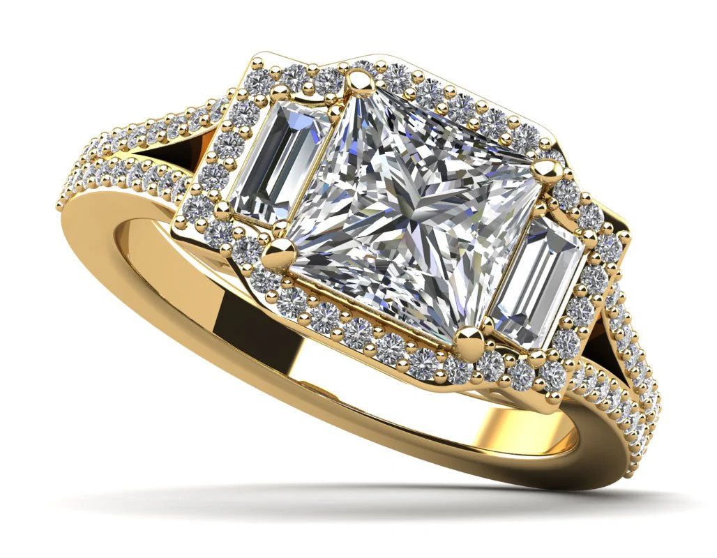 Princess and Baguettes Halo Lab-Grown Diamond Engagement Ring   with 2.73 ct. (2.00 ct. center diamond) - Image 2
