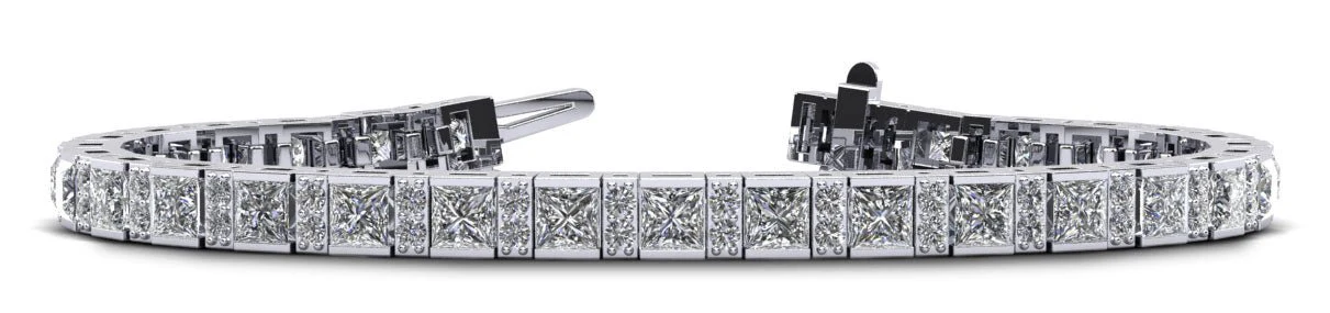 Princess and Round Diamond Tennis Diamond Bracelet with 9.19 ct.(finished) 1.8mm, 3.5mm
