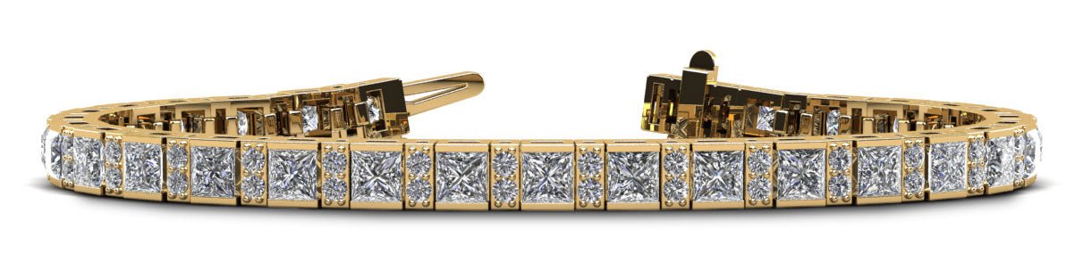 Princess and Round Diamond Tennis Diamond Bracelet with 9.19 ct.(finished) 1.8mm, 3.5mm - Image 2