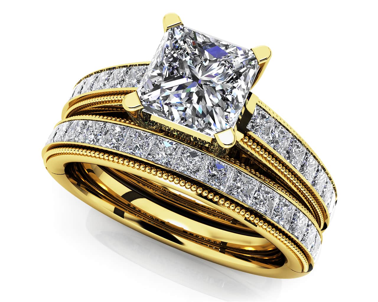 Princess Bride Bridal Set Diamond  with 1.63 ct. (0.75 ct. center diamond) - Image 2