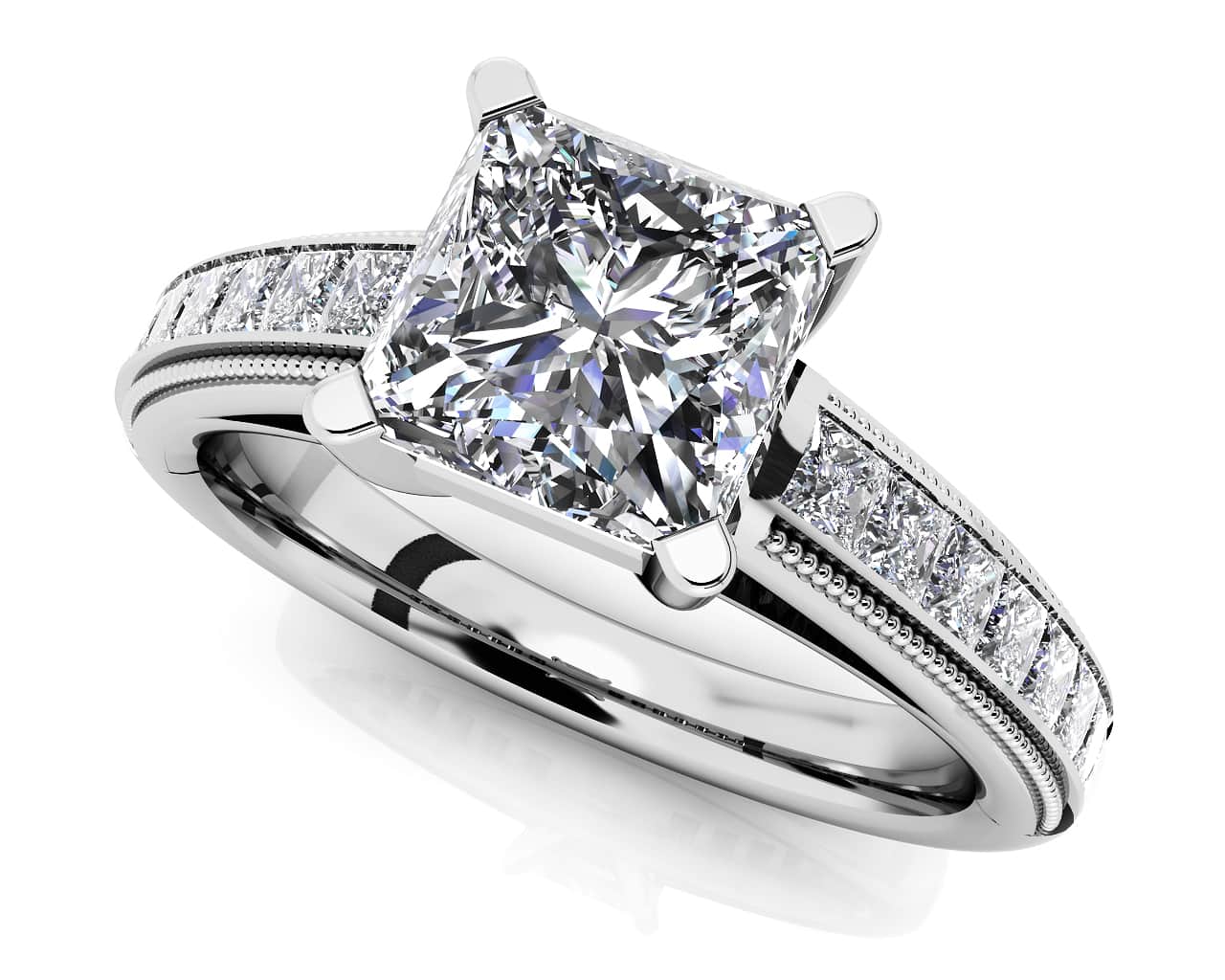 Princess Bride Diamond Engagement Ring with 0.92 ct. (0.50 ct. center diamond)
