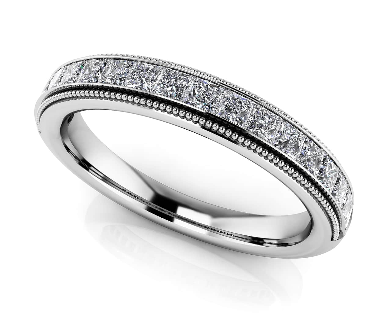 Princess Bride Milgrain Anniversary Band Diamond with 0.75 ct.(finished) 2mm