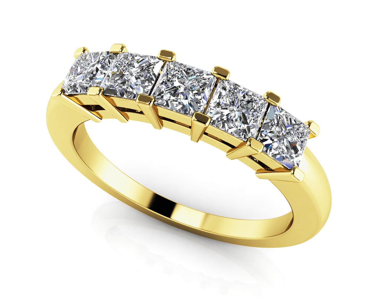 Princess Cut 5 Stone Anniversary Diamond Ring with 1.50 ct.(finished) 3.6mm - Image 2