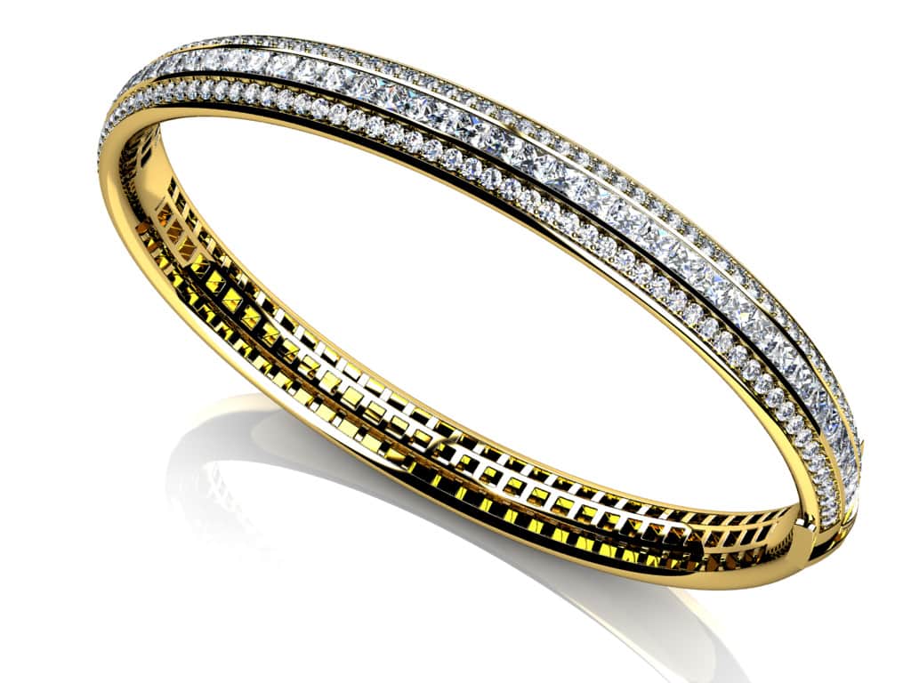 Princess Cut And Round Lab-Grown Diamond Bangle with 3.77 ct.(finished) 1.3mm, 2.3mm - Image 2