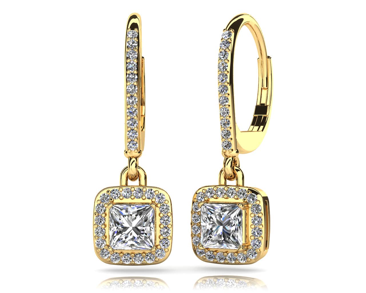 Princess Cut Diamond Allure Diamond Earrings with 1.09 ct. (2X0.40 ct. center diamonds) - Image 2