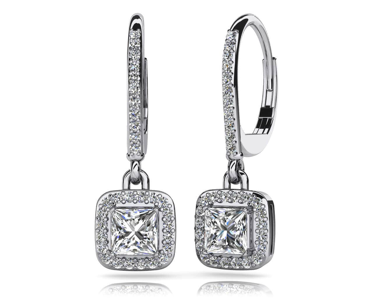 Princess Cut Diamond Allure Earrings Lab-Grown Diamond with 1.09 ct. (2X0.40 ct. center diamonds)
