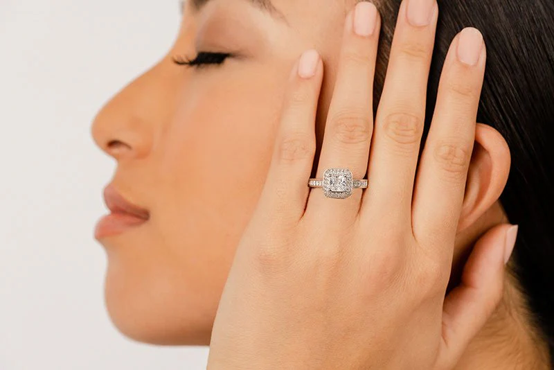 Princess Cut Diamond Double Frame Diamond Engagement Ring with 1.60 ct. (0.50 ct. center diamond) - Image 4