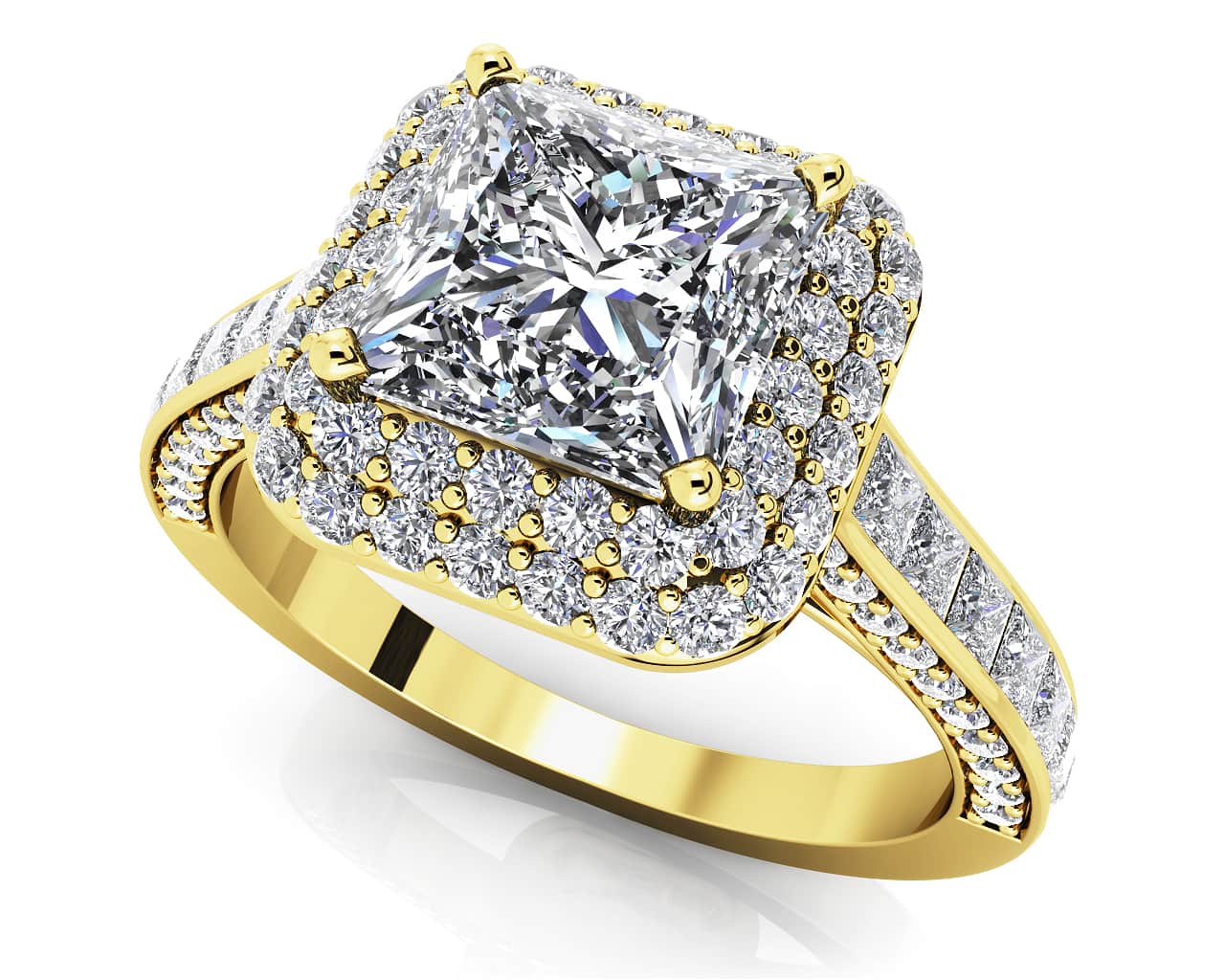 Princess Cut Diamond Double Frame Lab-Grown Diamond Engagement Ring with 2.42 ct. (1.25 ct. center diamond) - Image 2