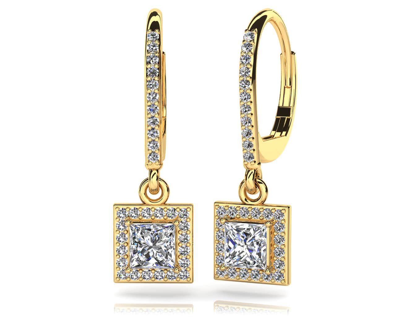 Princess Cut Diamond Drop Lab-Grown Diamond Earrings with 1.62 ct. (2X0.60 ct. center diamonds) - Image 2