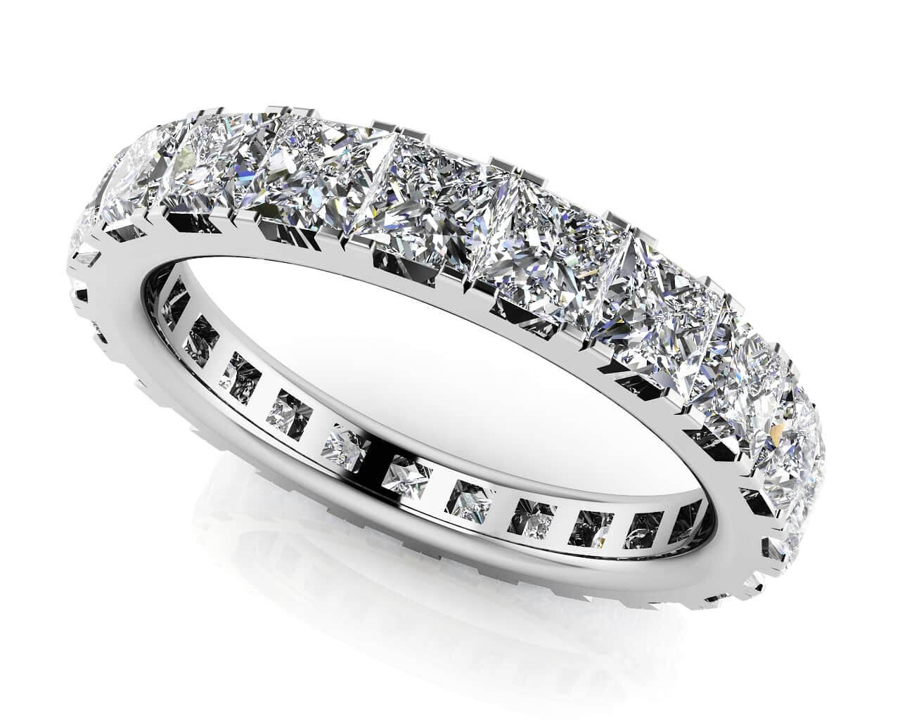 Princess Cut Diamond Eternity Diamond Ring with 2.53 ct.(finished) 2.75mm