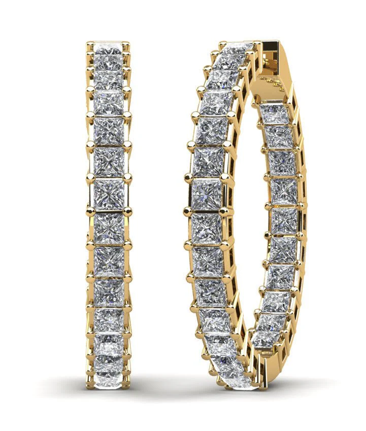 Princess Cut Diamond Hoop Earrings Medium Lab-Grown Diamond with 7.75 ct.(finished) 3mm - Image 2