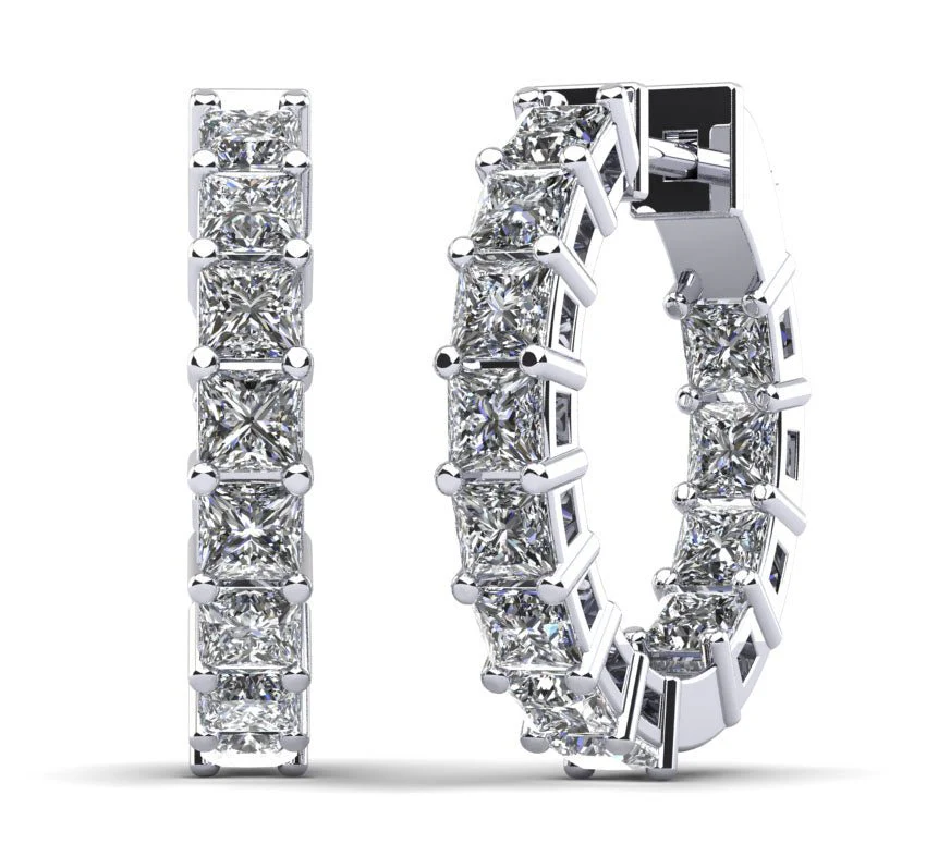 Princess Cut Diamond Hoop Earrings X Small Lab-Grown Diamond with 5.34 ct.(finished) 3.5mm
