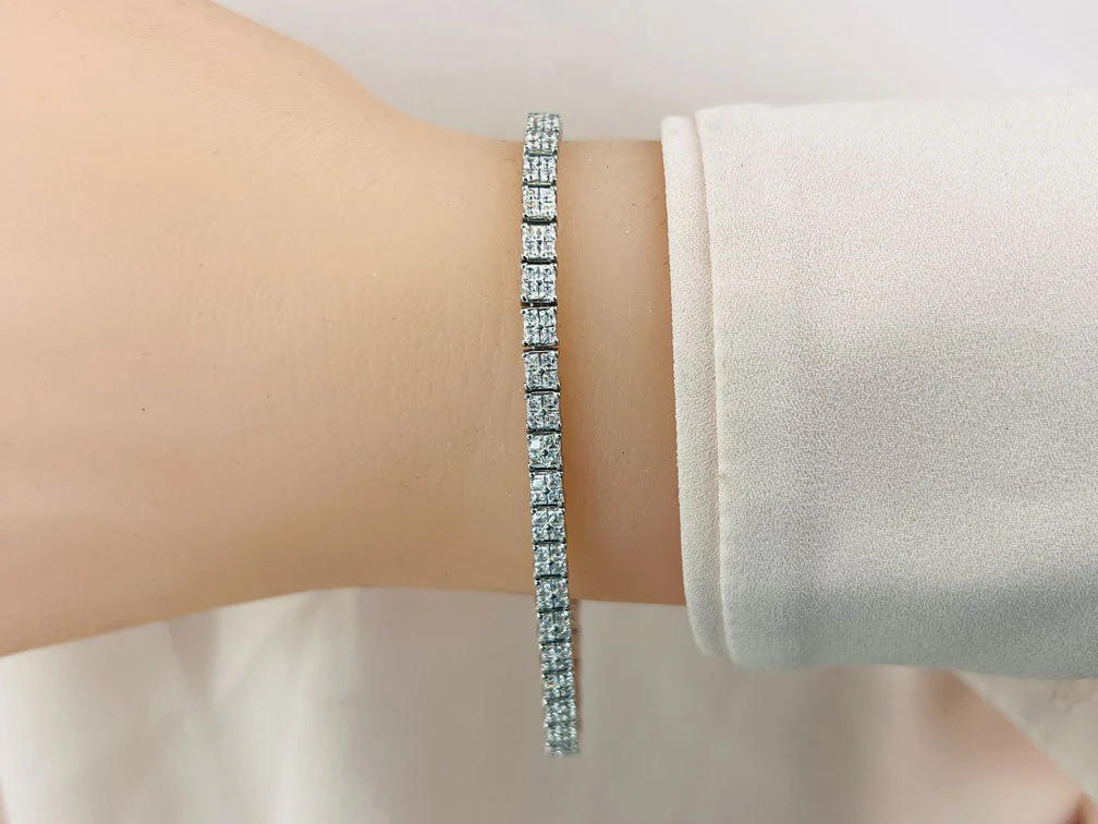 Princess Cut Diamond Illusion Bracelet Lab-Grown Diamond with 4.68 ct.(finished) 1.5mm - Image 3