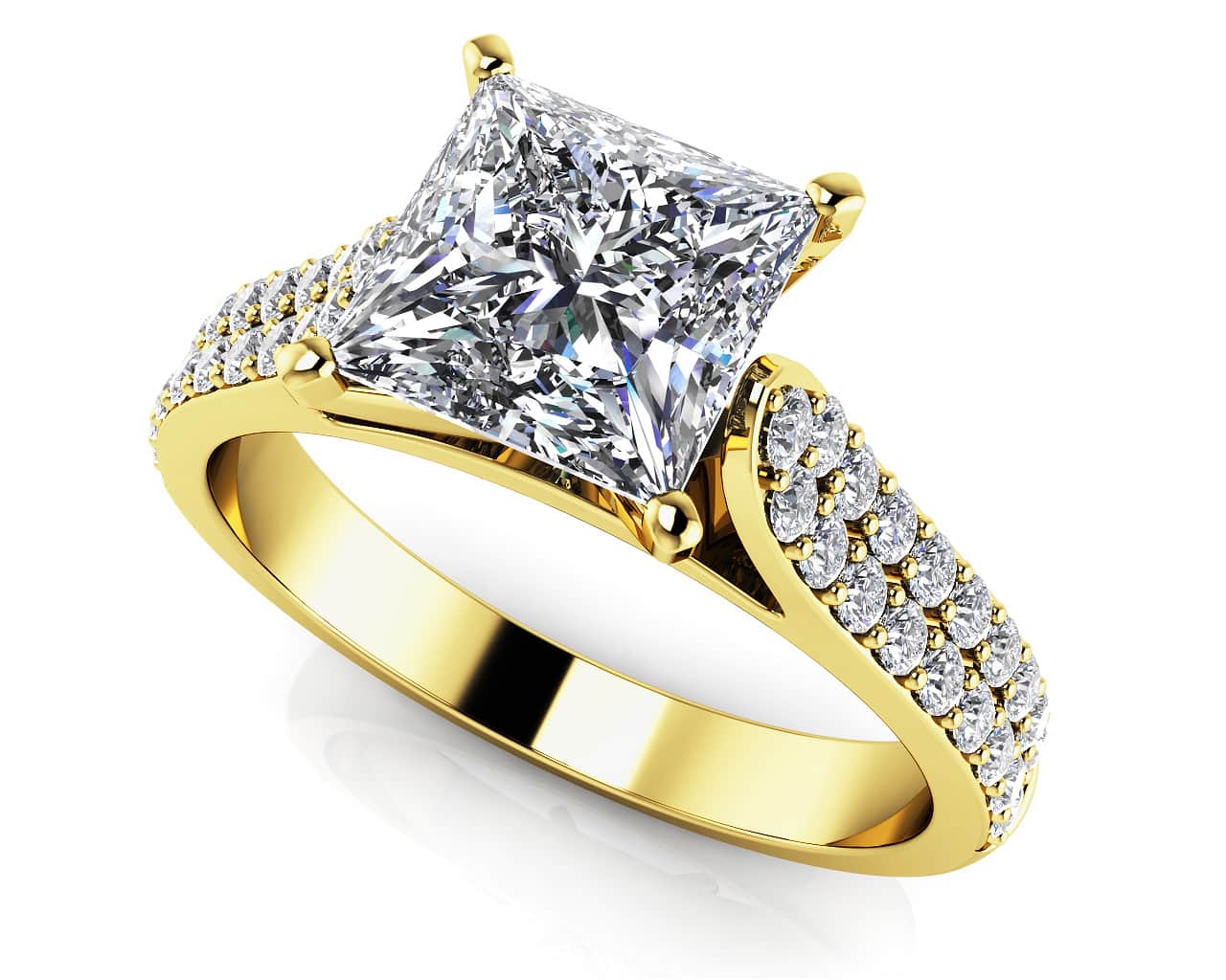 Princess Cut Diamond Splendor Diamond Engagement Ring with 0.88 ct. (0.50 ct. center diamond) - Image 2