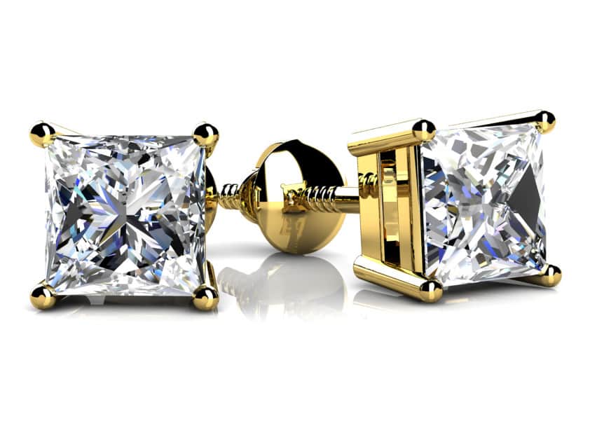 Princess Cut Lab-Grown Diamond Stud Earrings with 3.00 ct.(finished) 6.5mm - Image 2