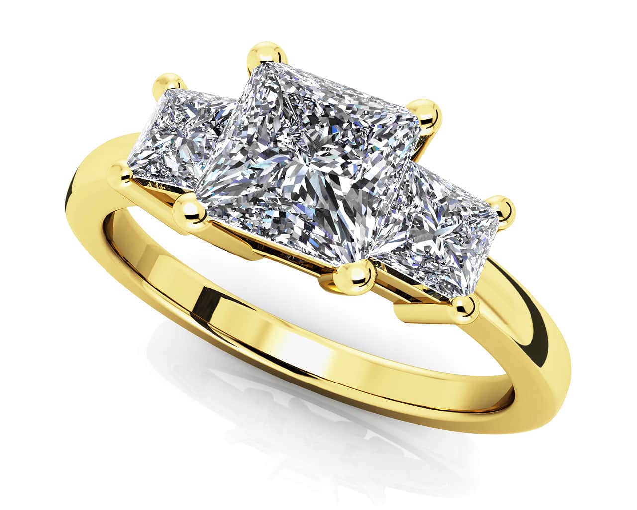 Princess Cut Diamond Three Stone Diamond Ring with 1.53 ct. (1.00 ct. center diamond) - Image 2