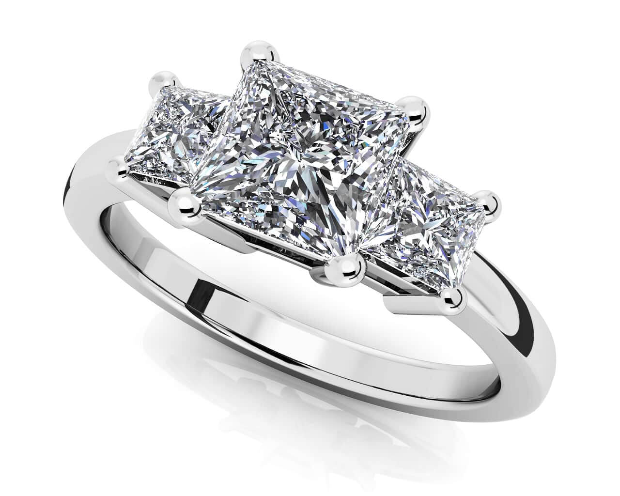 Princess Cut Diamond Three Stone Lab-Grown Diamond Ring with 1.23 ct. (0.75 ct. center diamond)