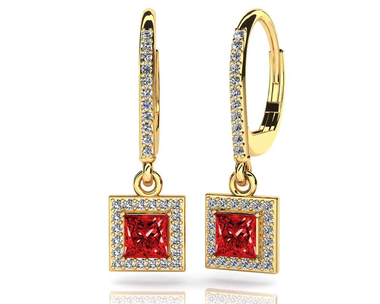 Princess Cut Diamonds And Gems Drop Lab-Grown Diamond Earrings with 1.62 ct.(finished) 1.1mm, 4.7mm - Image 2