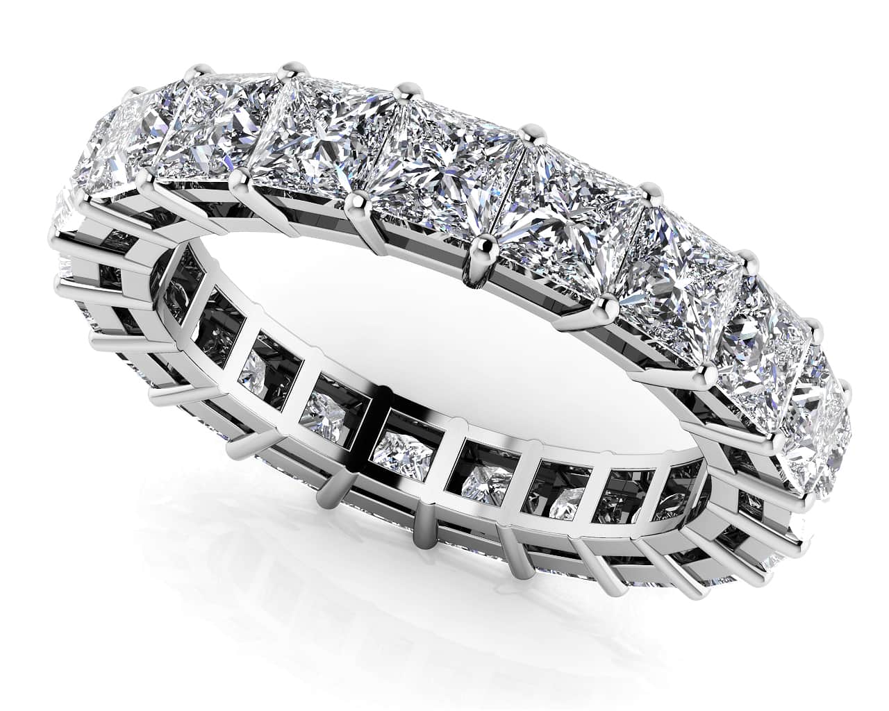 Princess Cut Diamonds Classic Eternity Diamond Ring with 3.41 ct.(finished) 3mm