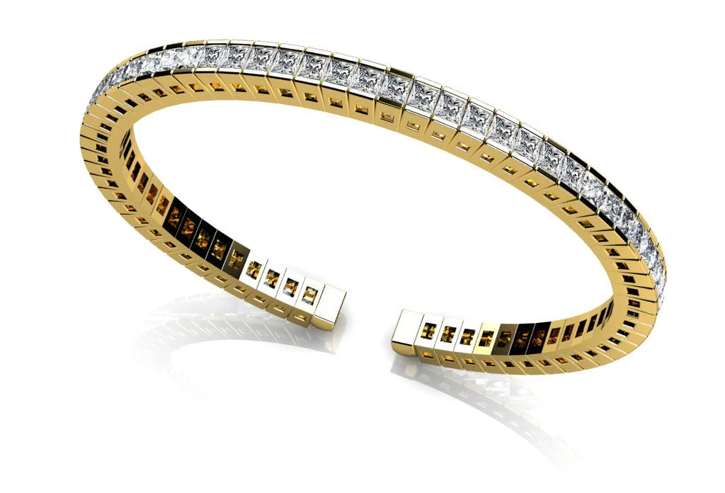 Princess Cut Flexible Diamond Bangle Lab-Grown Diamond Bracelet with 5.97 ct.(finished) 2.5mm - Image 2