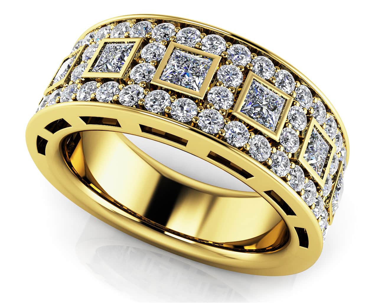 Princess Cut Four Row Lab-Grown Diamond  Ring with 1.41 ct.(finished) 1.4mm, 2.5mm - Image 2