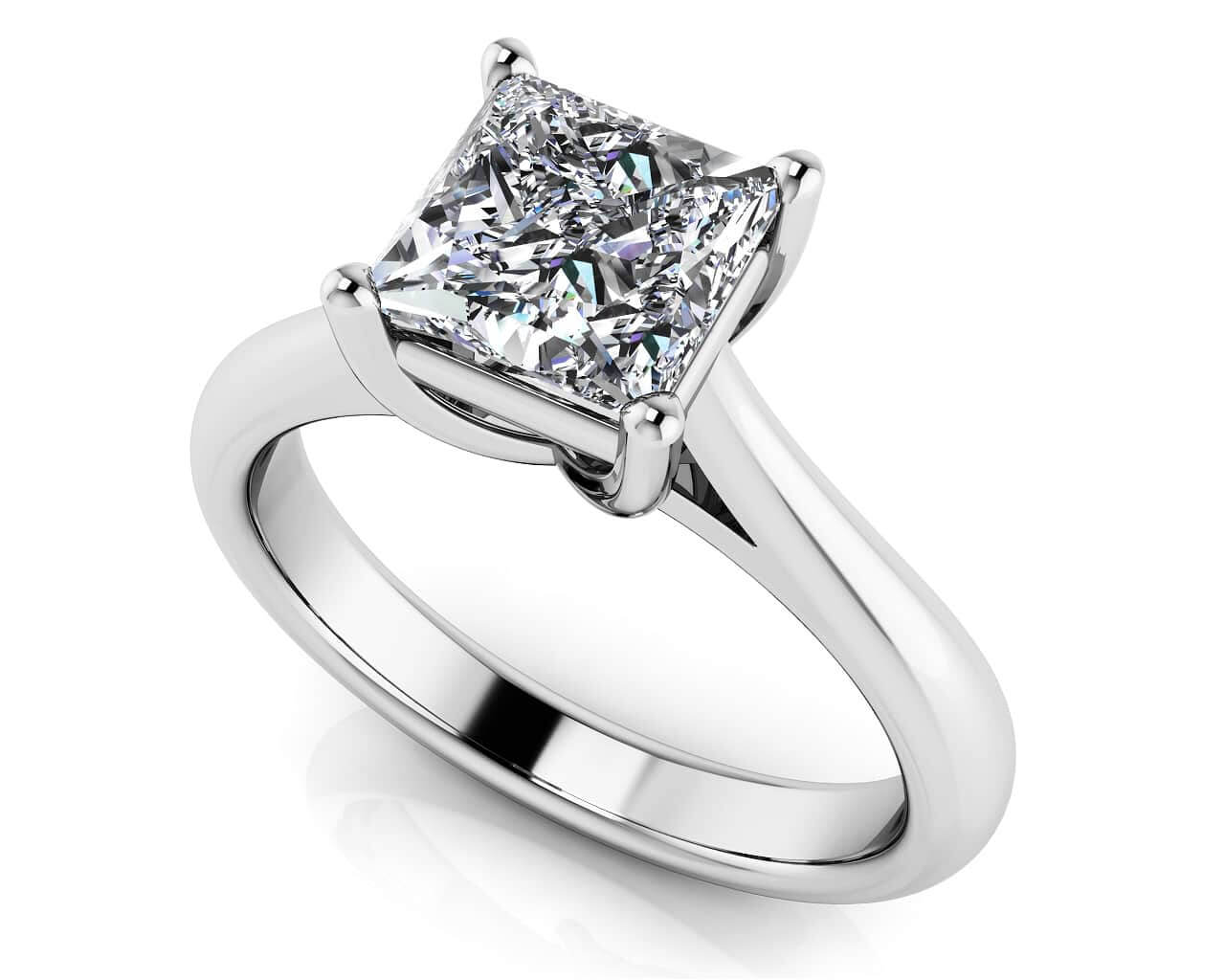 Princess Cut Solitaire Diamond Engagement Ring with 1.00 ct.(finished) 5.5mm
