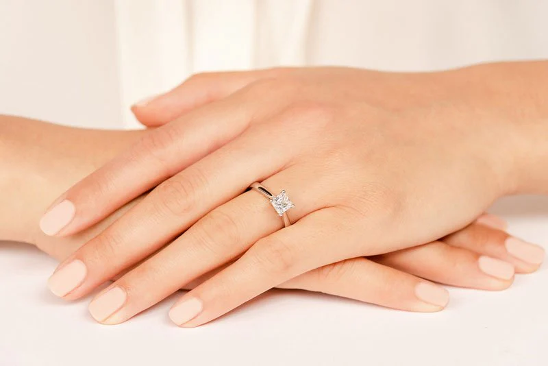 Princess Cut Solitaire Lab-Grown Diamond Engagement Ring with 0.25 ct.(finished) 3.4mm - Image 5