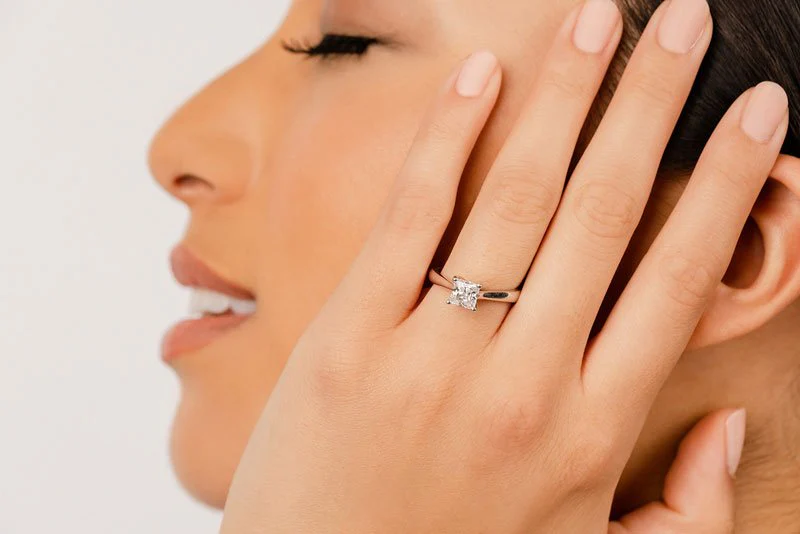 Princess Cut Solitaire Lab-Grown Diamond Engagement Ring with 0.75 ct.(finished) 5.0mm - Image 4