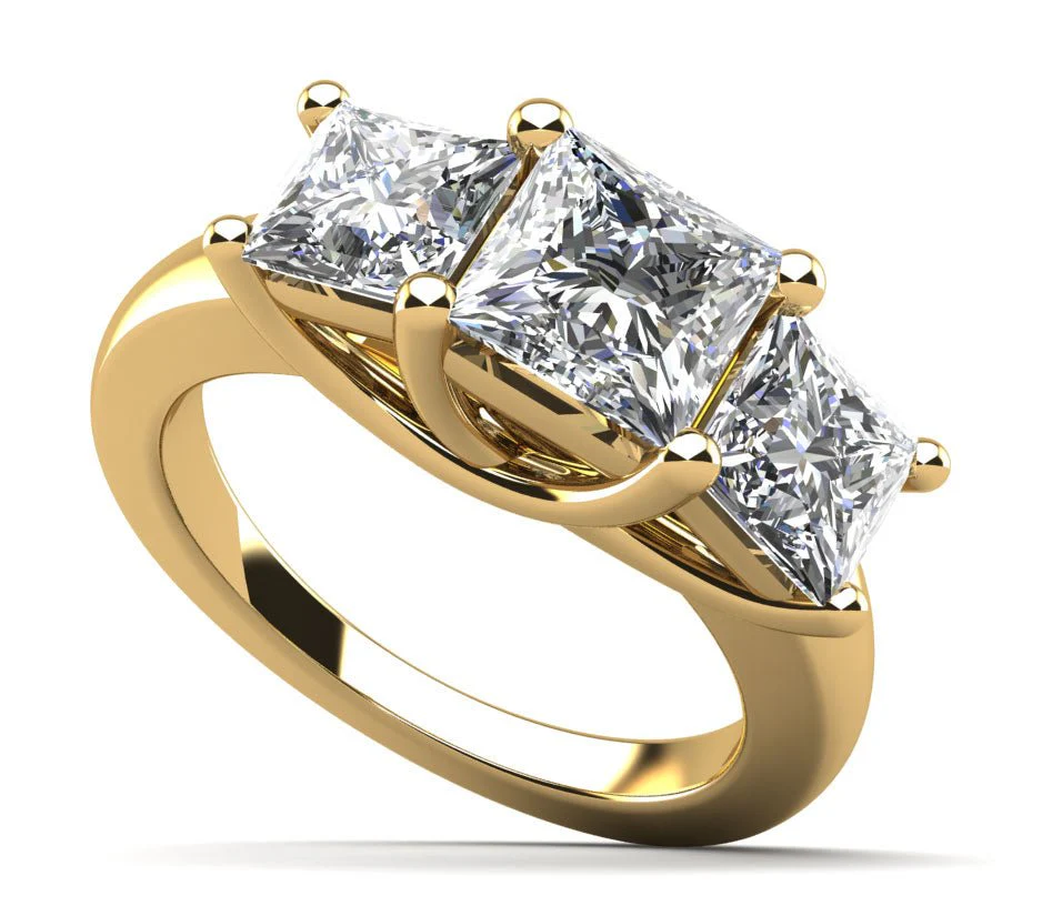 Princess Cut Swirl Three Stone Lab-Grown Diamond Engagement Ring   with 1.00 ct. (0.50 ct. center diamond) - Image 2