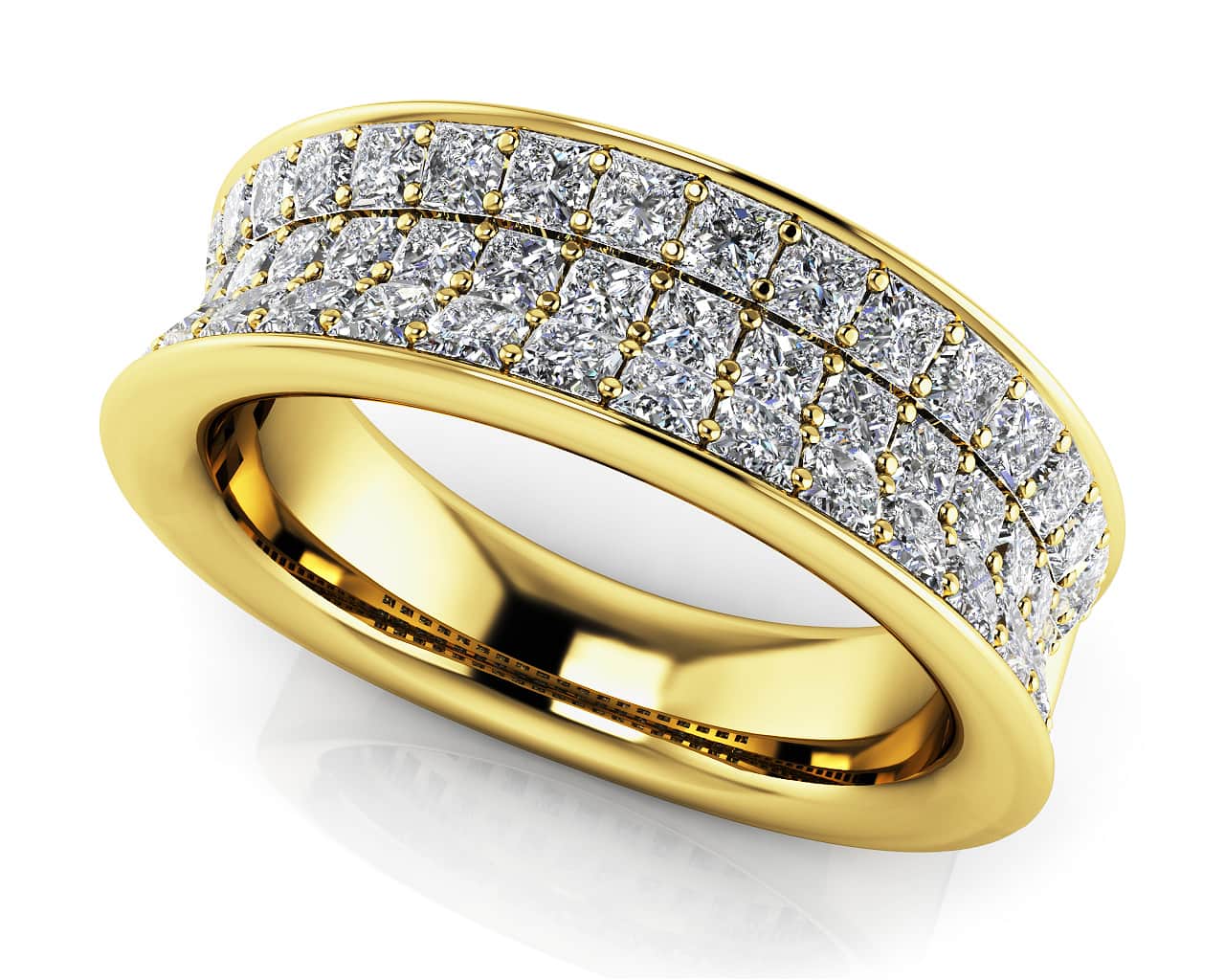 Princess Cut Three Row Anniversary Lab-Grown Diamond Ring with 1.43 ct.(finished) 1.5mm - Image 2