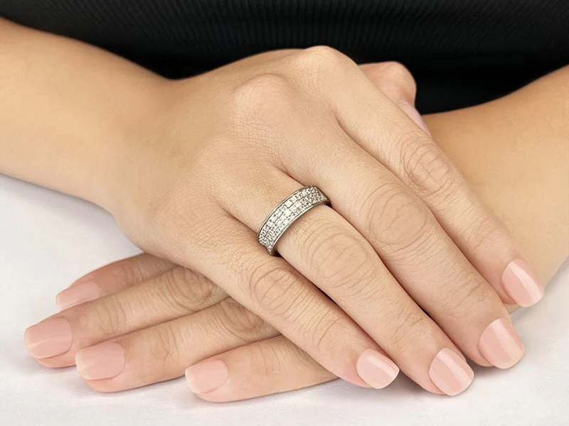 Princess Cut Three Row Anniversary Lab-Grown Diamond Ring with 1.43 ct.(finished) 1.5mm - Image 3