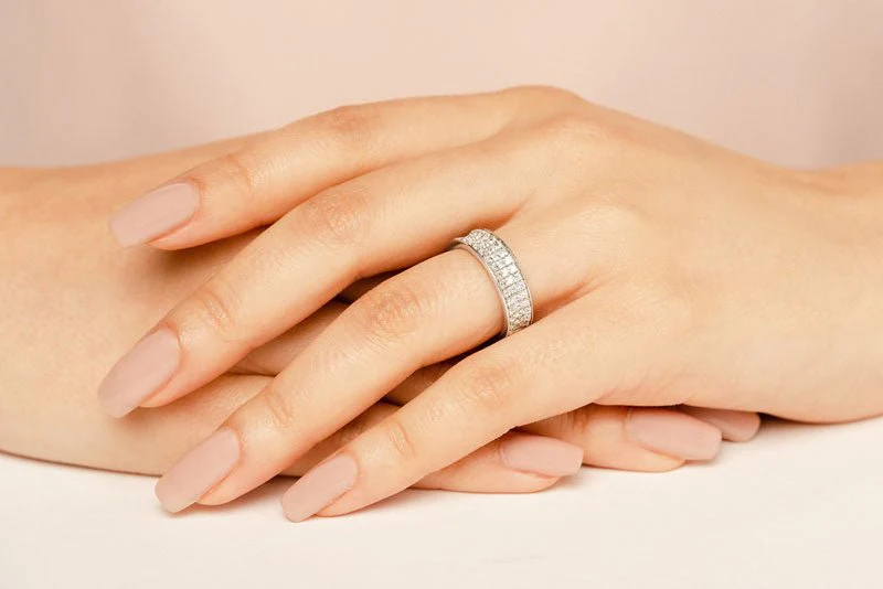 Princess Cut Three Row Anniversary Lab-Grown Diamond Ring with 1.43 ct.(finished) 1.5mm - Image 5