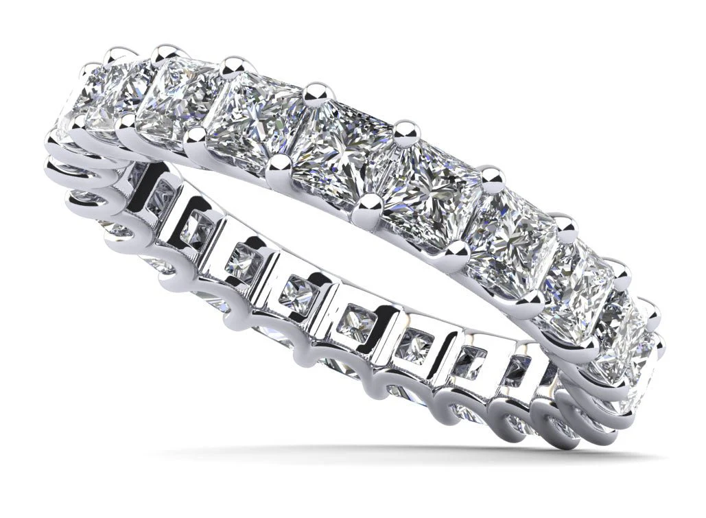 Princess Cut U Shape Eternity Diamond Ring with 5.07 ct.(finished) 3.5mm