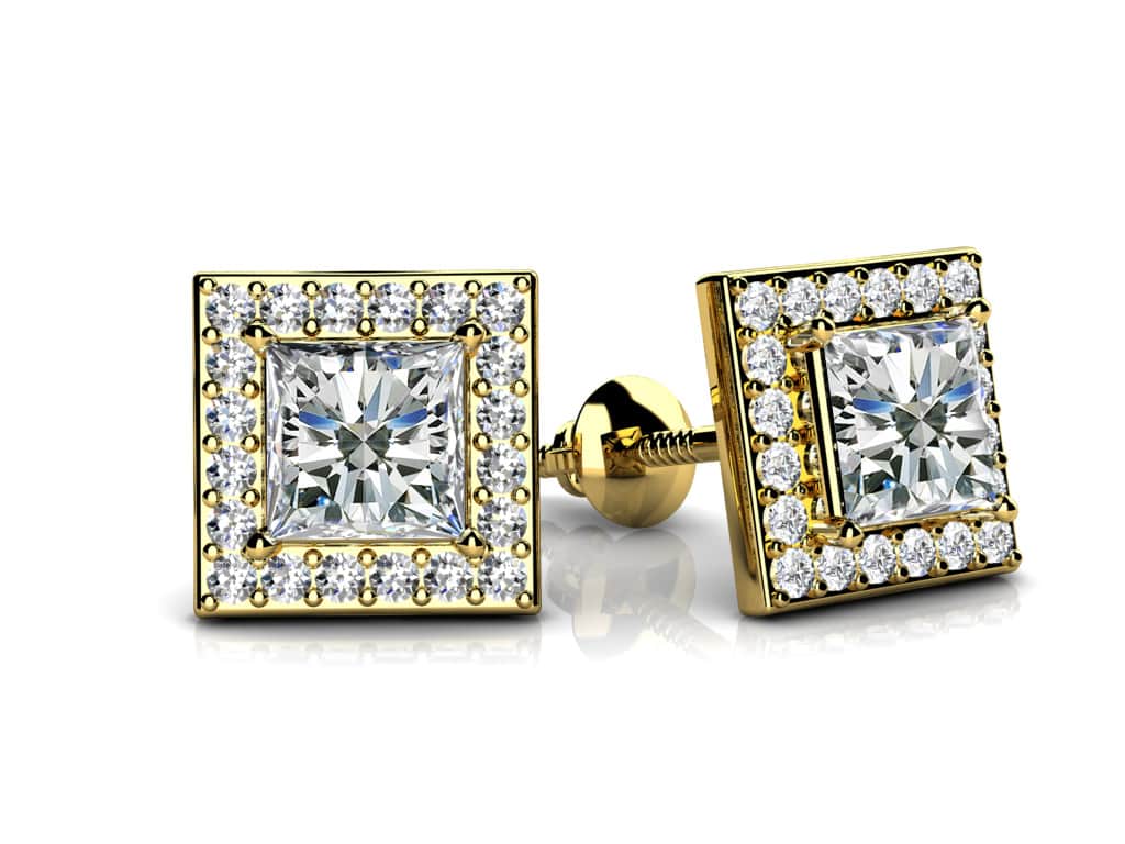 Princess Designer Lab-Grown Diamond Stud Earrings with 0.47 ct. (2X0.16 ct. center diamonds) - Image 2