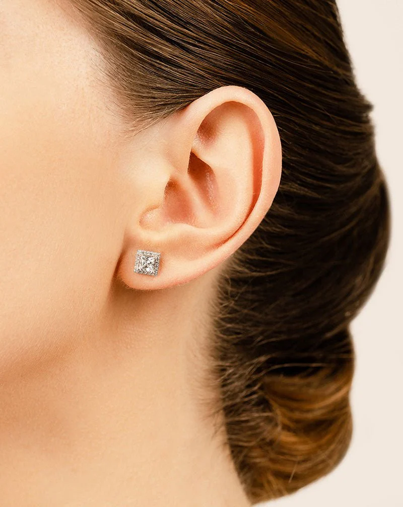 Princess Designer Lab-Grown Diamond Stud Earrings with 0.47 ct. (2X0.16 ct. center diamonds) - Image 4