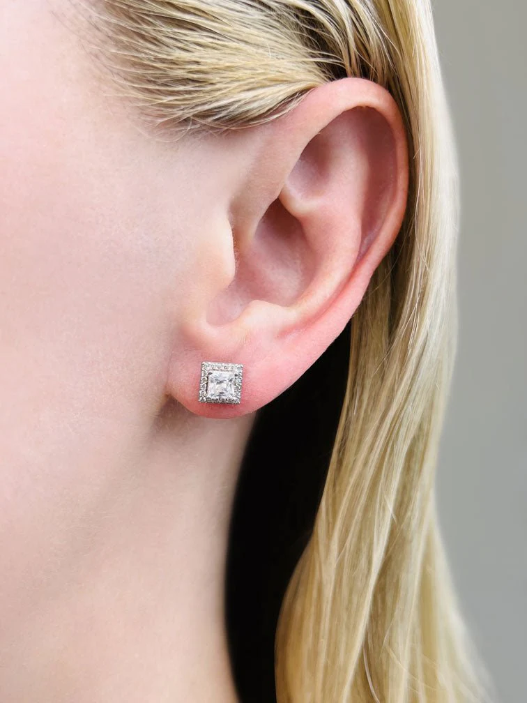 Princess Designer Lab-Grown Diamond Stud Earrings with 1.10 ct. (2X0.45 ct. center diamonds) - Image 3