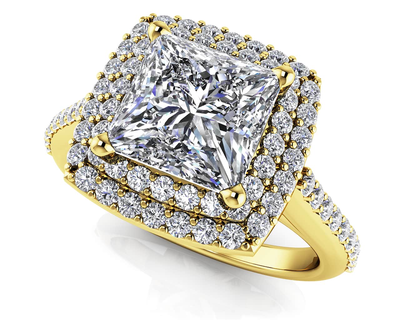 Princess Diamond Double Square Frame Ring Diamond with 2.54 ct. (2.00 ct. center diamond) - Image 2