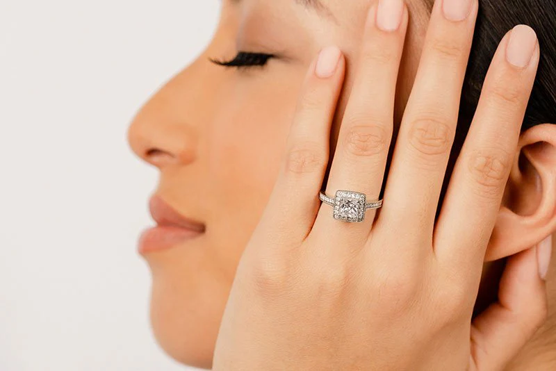 Princess Dream Frame Vintage Style Diamond Engagement Ring with 1.34 ct. (1.00 ct. center diamond) - Image 4
