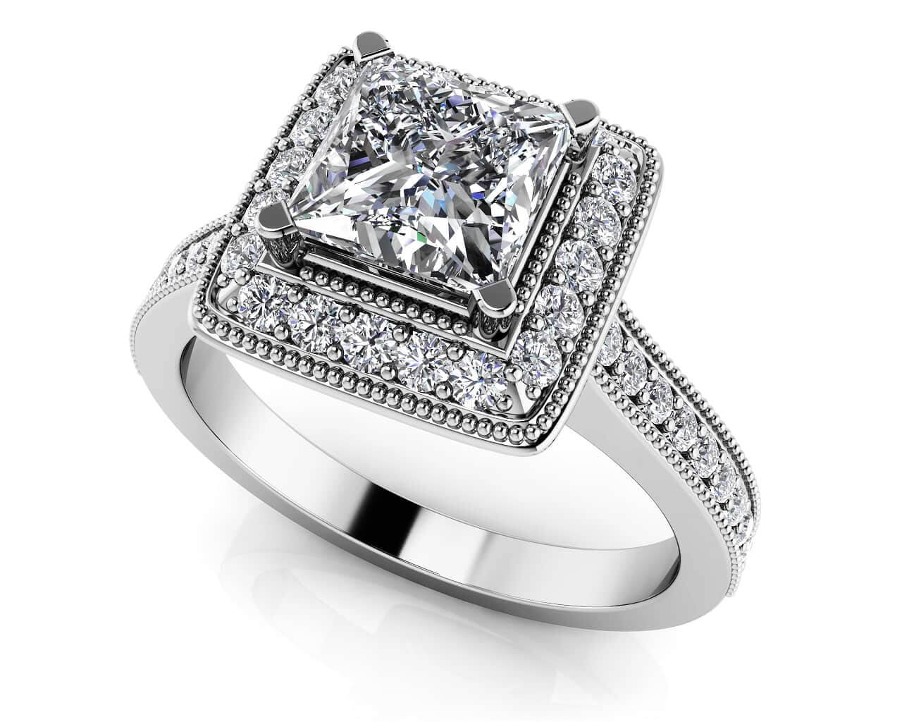 Princess Dream Frame Vintage Style Lab-Grown Diamond Engagement Ring with 0.97 ct. (0.70 ct. center diamond)