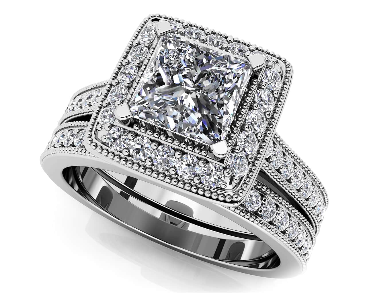 Princess Dreams Lab-Grown Diamond Bridal Set with 2.02 ct. (1.50 ct. center diamond)