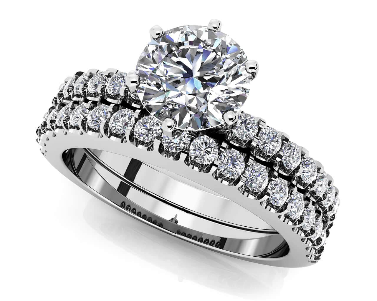 Prong Set Bridal Ensemble Diamond with 1.03 ct. (0.50 ct. center diamond)