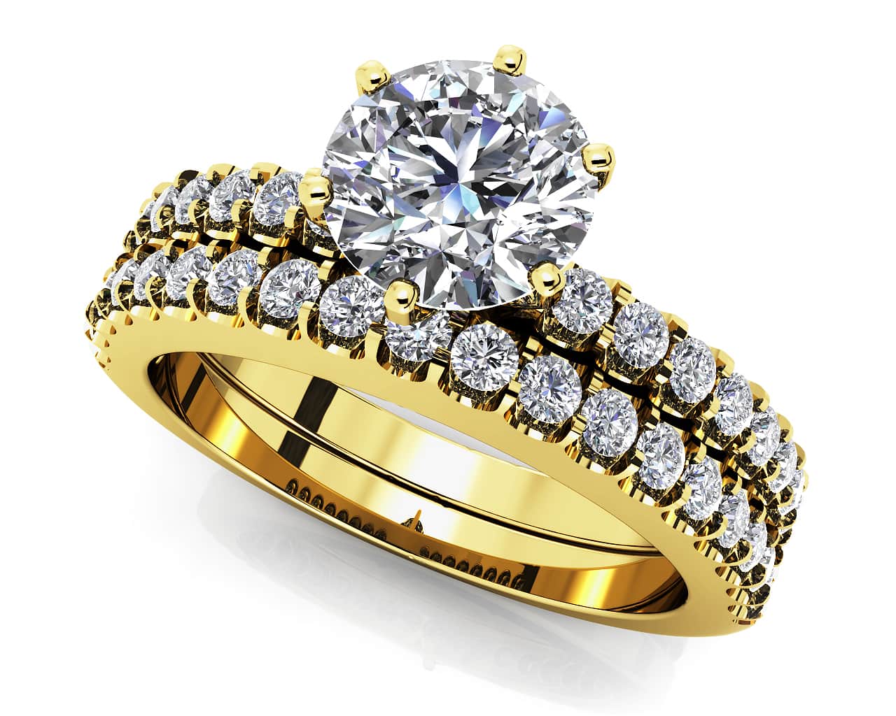 Prong Set Bridal Ensemble Lab-Grown Diamond  with 1.78 ct. (1.25 ct. center diamond) - Image 2
